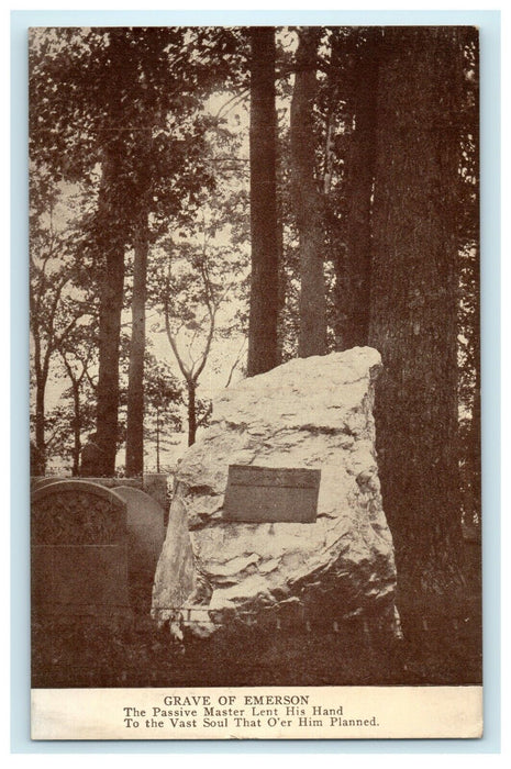Grave Of Emerson Passive Master Lent Vast Soul Concord Massachusetts MA Postcard