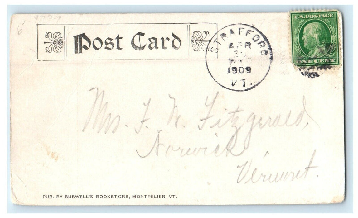 1909 Strafford Village Looking South Vermont VT Antique Posted Postcard