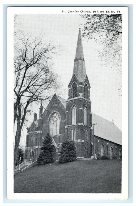 1907 St. Charles Church, Bellows Falls, Vermont VT Antique Postcard