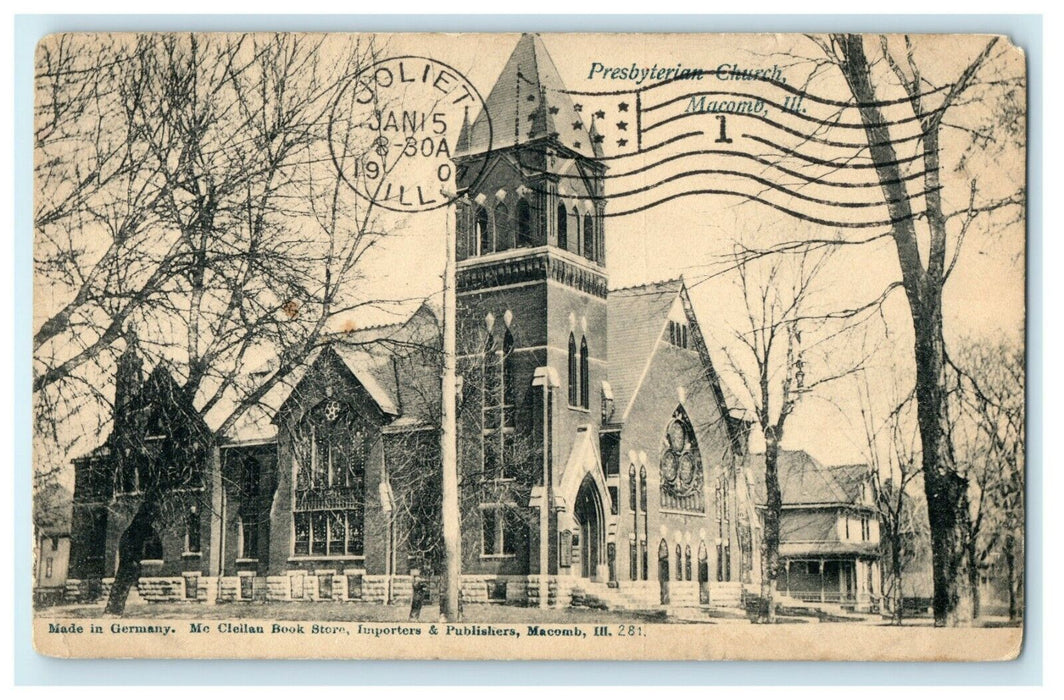 1907 Colchester IL. Presbyterian Church, Macomb Illinois IL Antique Postcard