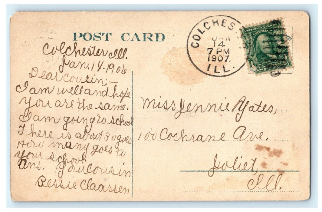 1907 Colchester IL. Presbyterian Church, Macomb Illinois IL Antique Postcard