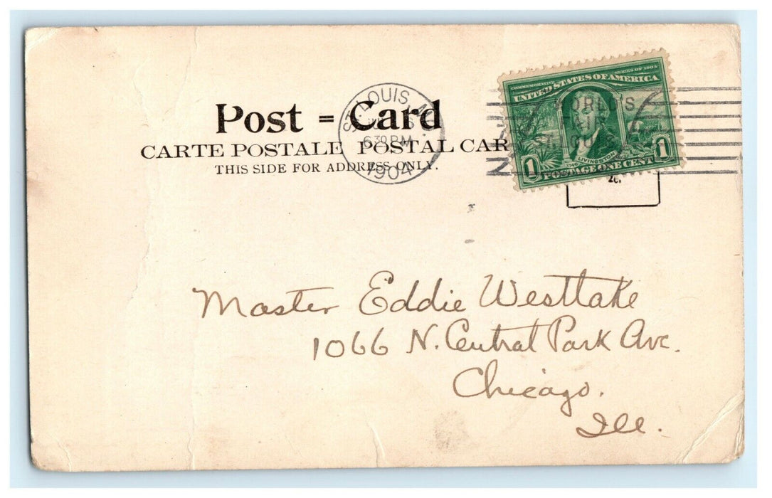 1904 World's Fair St Louis, Corner of Varied Industries Building MO Postcard