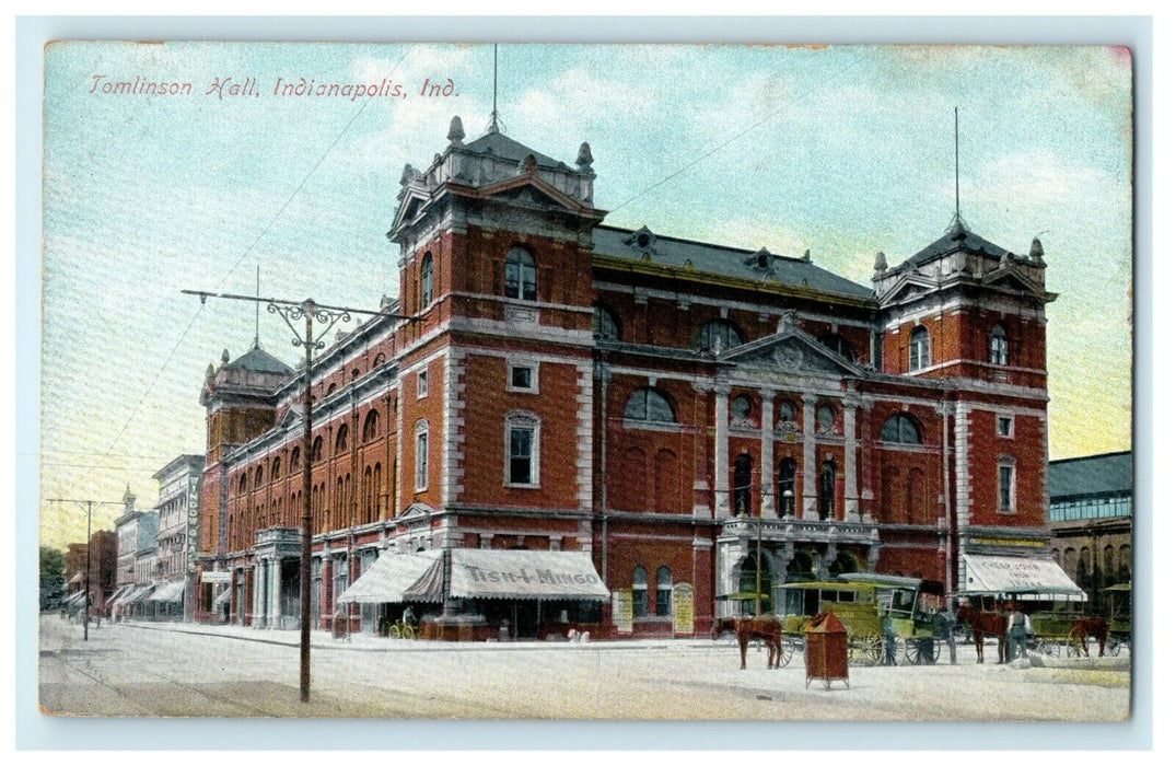 1930 Outside View of Tomlinson Hall, Indianapolis IN White Border Postcard