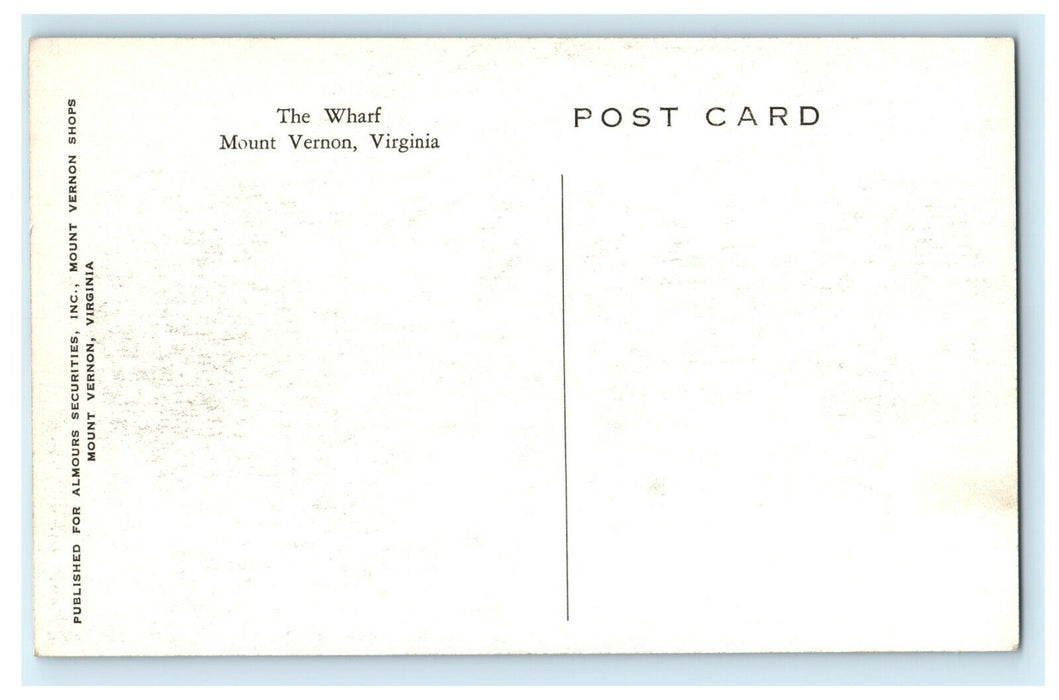 1909 Steamboat at The Wharf, Mount Vernon, Virginia VA Antique Postcard