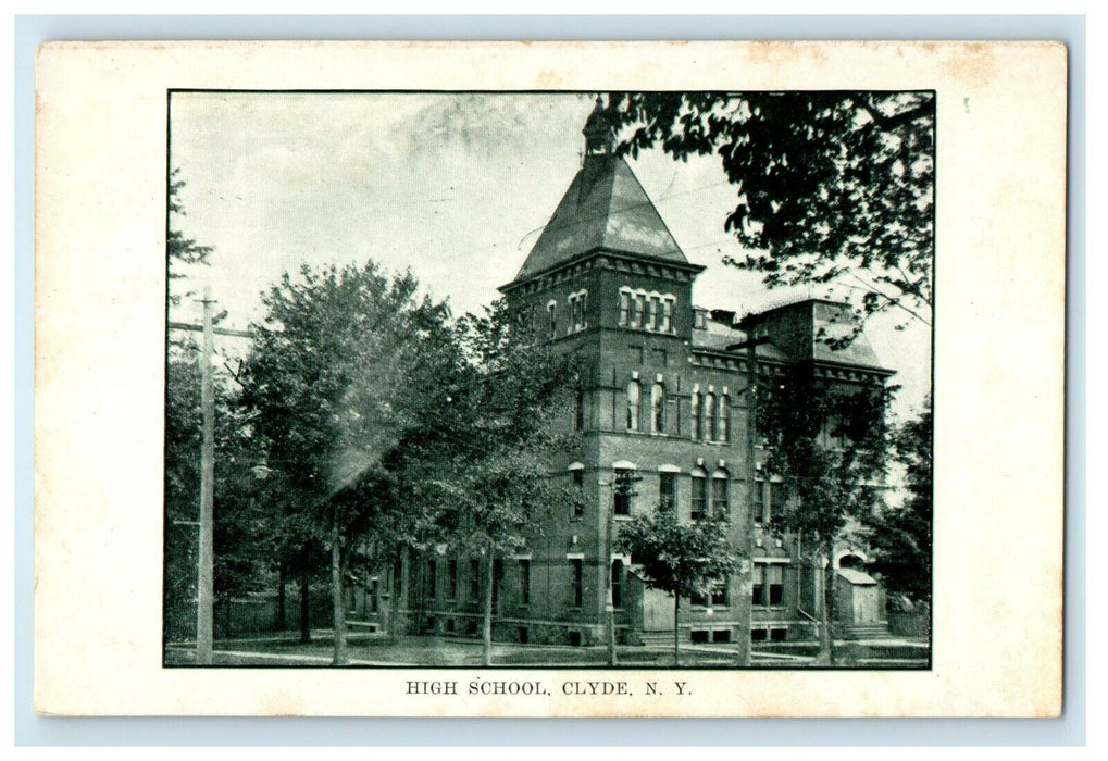 c1910 The High School Building View Clyde New York NY Divided Back Postcard
