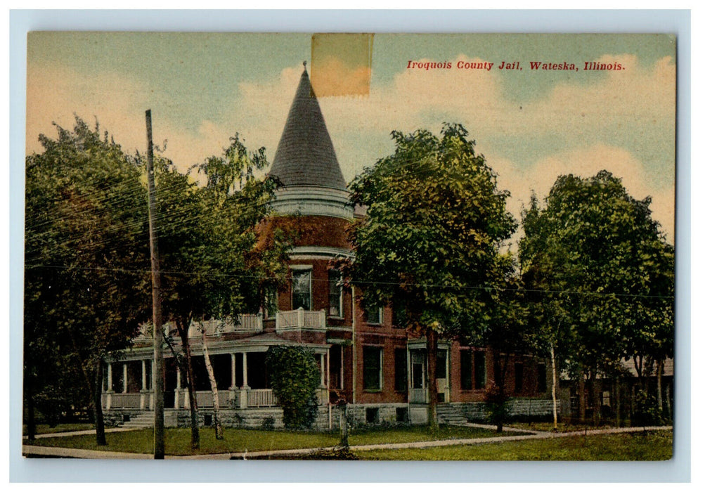 1909 Iroquois County Jail, Wateska Illinois IL Posted Antique Postcard
