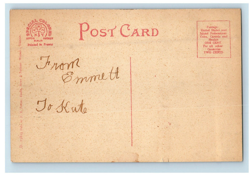 1909 Iroquois County Jail, Wateska Illinois IL Posted Antique Postcard