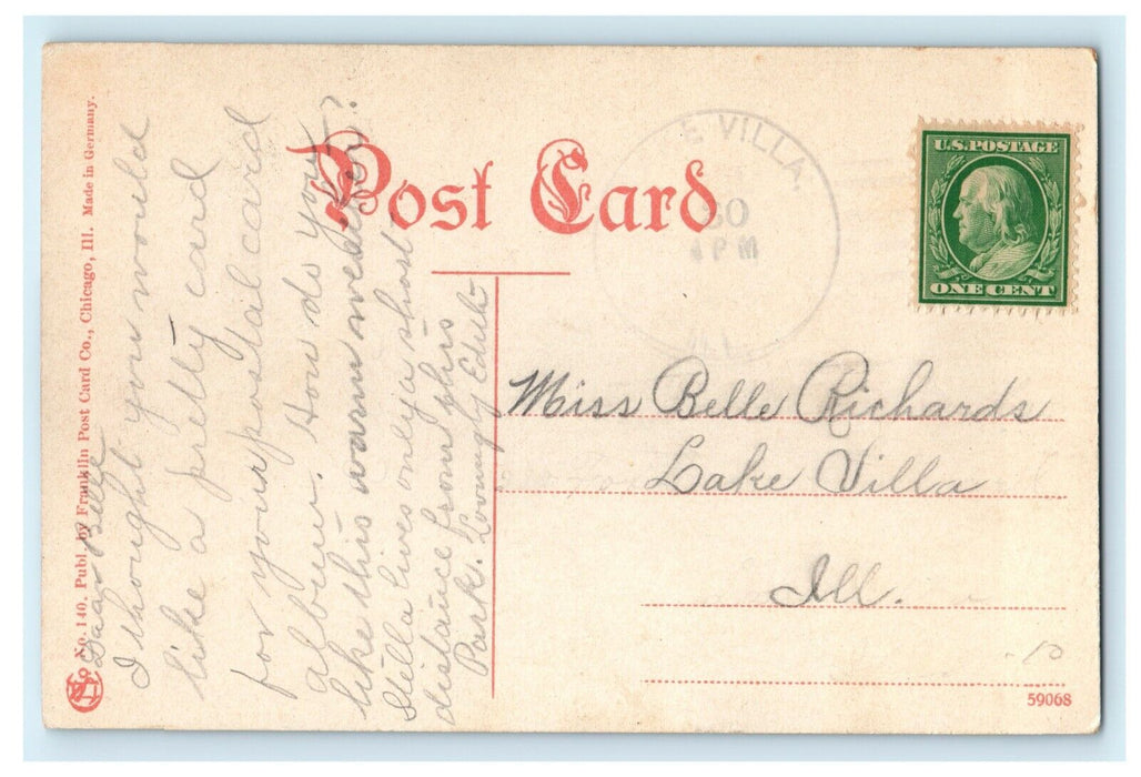 1911 Douglas Park, Flower Garden and Lily Pond Chicago, Illinois IL Postcard