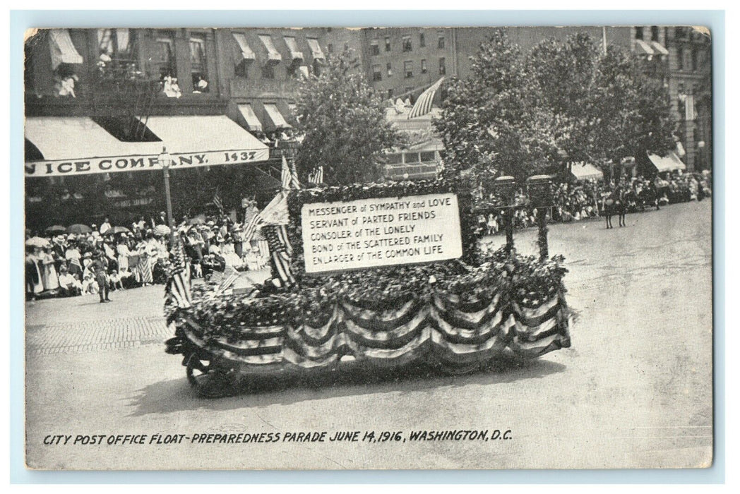 1916 City Post Office Float, Preparedness Parade Washington DC Postcard