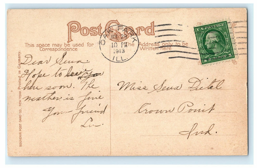 1913 Oak Park IL, Christ Episcopal Church Joliet Illinois IL Postcard