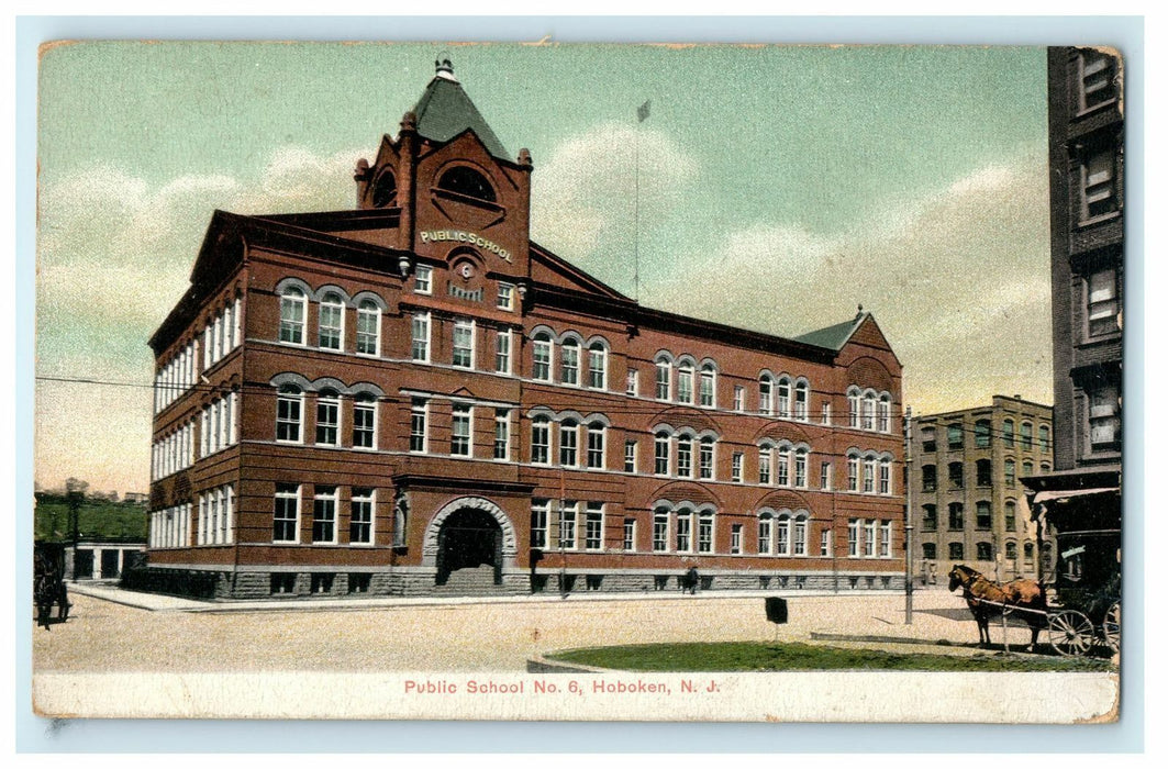 1912 Public School Number 6 Hoboken, New Jersey NJ Antique Postcard