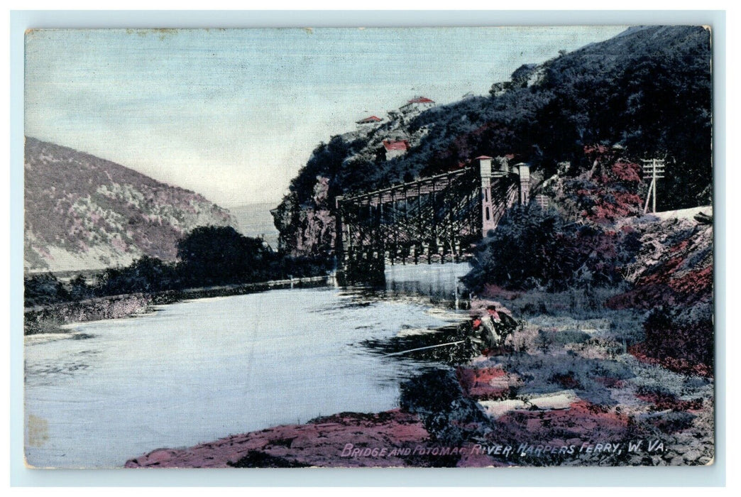 1911 Bridge and Potomac River Harpers Ferry, West Virginia WV Postcard