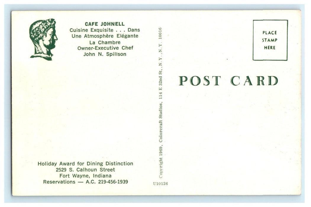 Cafe Johnell Cuisine Restaurant Exquisite Fort Wayne Indiana IN Postcard