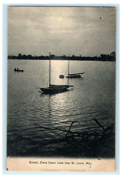 1905 Sunset, Creve Coeur Lake Near St. Louis, Missouri MO Postcard