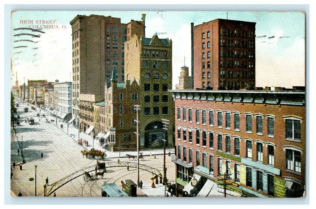 1909 High Street Columbos Ohio OH Posted Antique Postcard