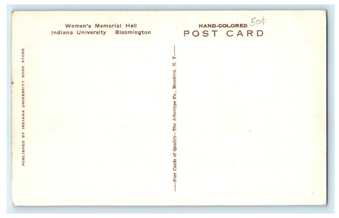 c1920s Trees in Front of Indiana University Bloomington, Bloomington IN Postcard
