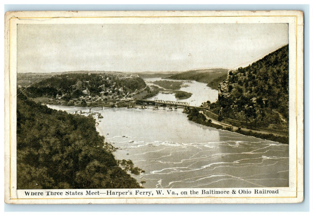 1910 Baltimore and Ohio Railroad, Harpers Ferry West Virginia WV Postcard