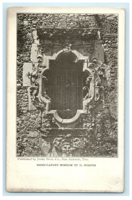 1905 Hand-Carved Window of 2D Mission San Antonio, Texas TX Postcard