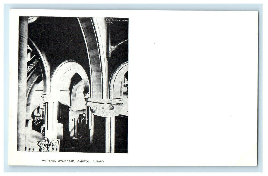 1901 Western Staircase, Capitol, Albany, New York NY Antique Unposted Postcard
