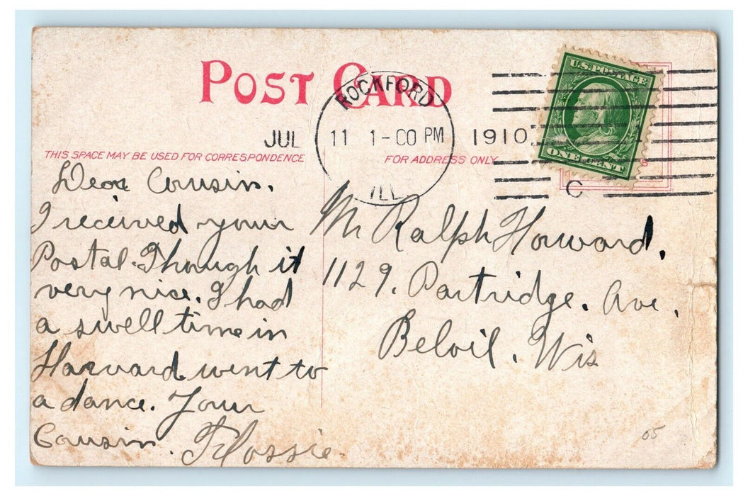 c1910 View North Main Street Rockford Illinois IL Posted Antique Postcard