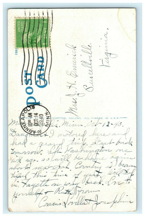 1940 Palisades, South Prospect Street, Galena Illinois, IL Vintage Postcard