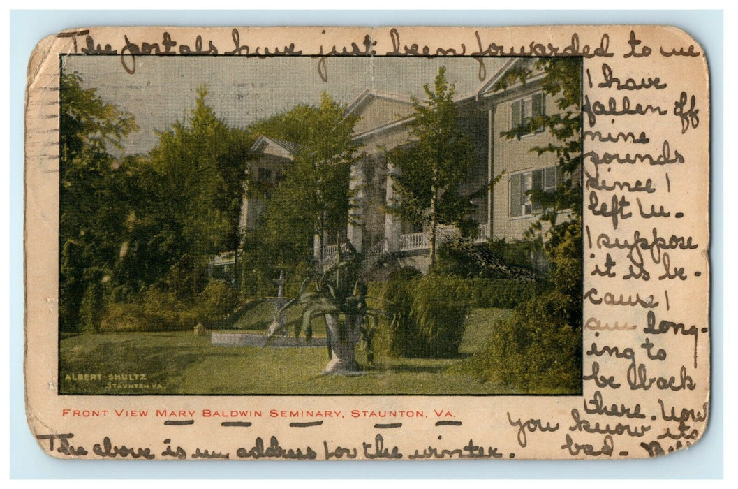 1906 Front View of Mary Baldwin Seminary, Staunton, Virginia VA Postcard