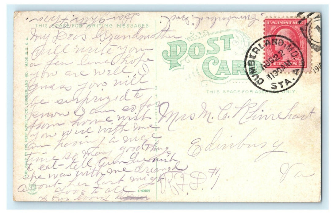 Columbia Street House View Cumberland And Maryland MA Postcard