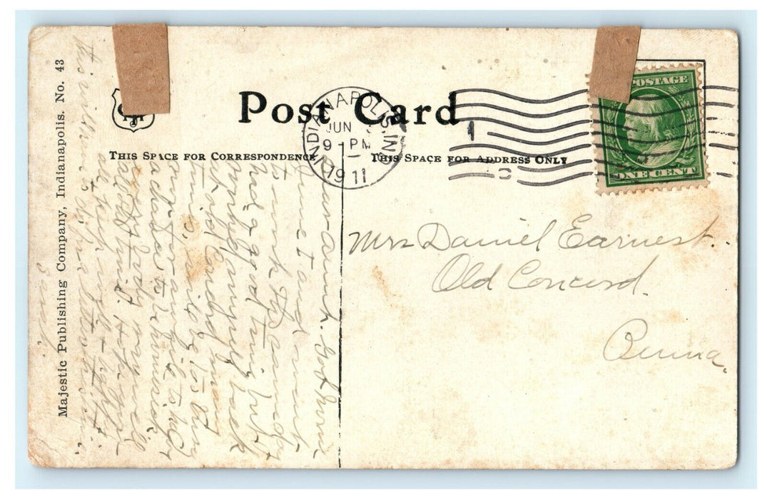 1911 First Baptist Church, Indianapolis, Indiana IN Posted Antique Postcard