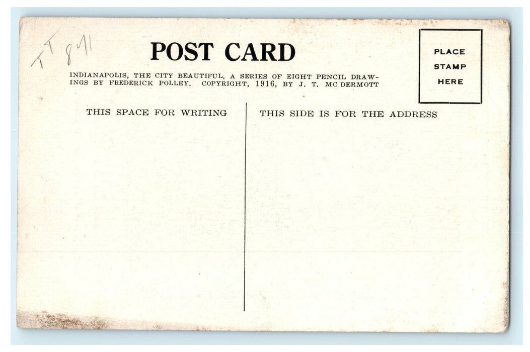1916 The Odd Fellow Building Indianapolis Pennsylvania St. Sketch IN Postcard