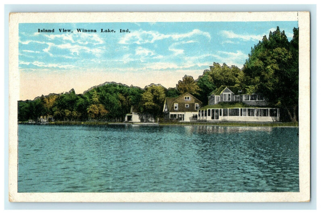 c1922 Island View Winona Lake Indiana IN Posted Vintage Postcard