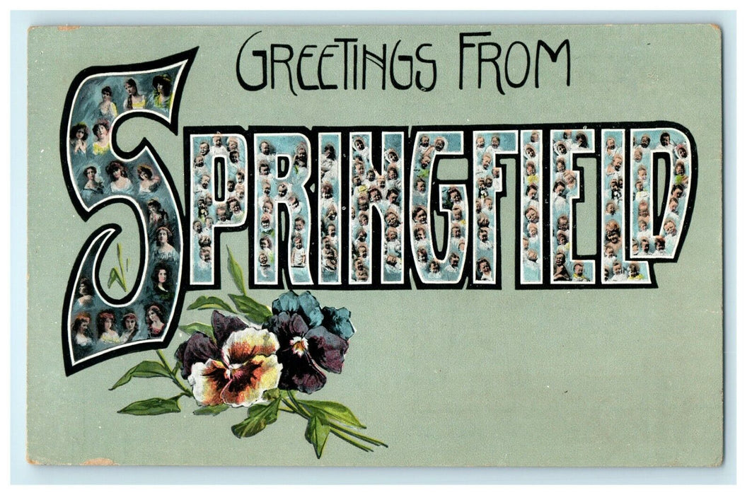 Greetings From Springfield Capital Letters Rochester Illinois IL Postcard