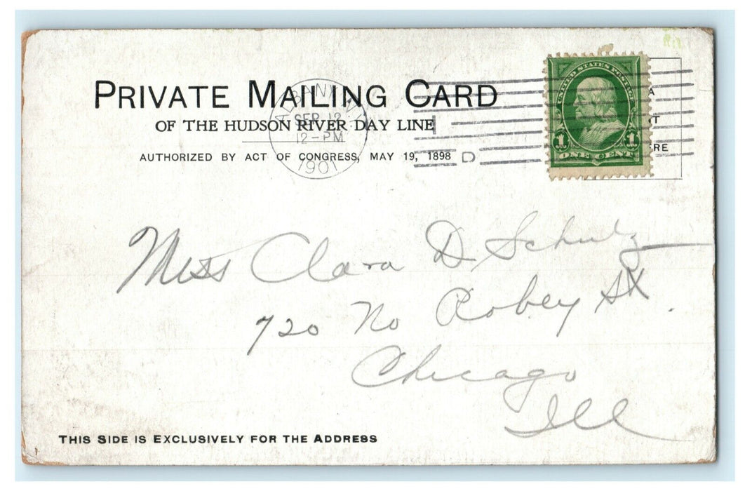 1901 Hudson River Day Line Steamer Ship Frog Legs PMC Albany NY Postcard