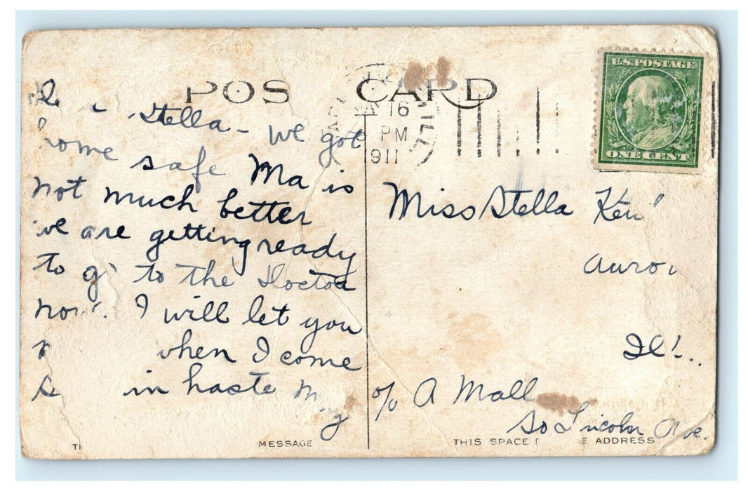 1911 "The City of Lights", Blackberry Creek, near Aurora Illinois IL Postcard