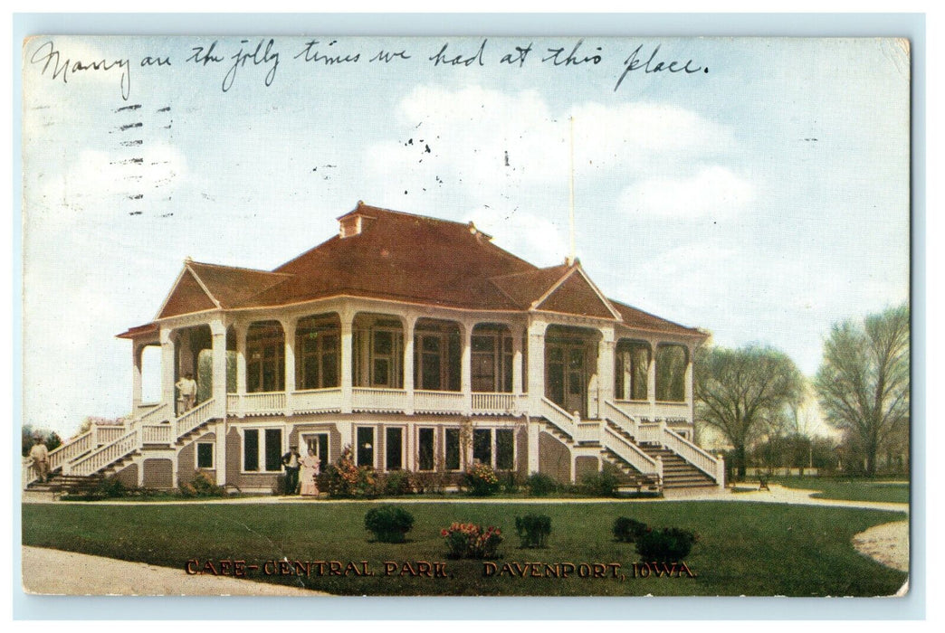 1911 Cafe House at Central Park, Davenport Iowa IA Antique Postcard