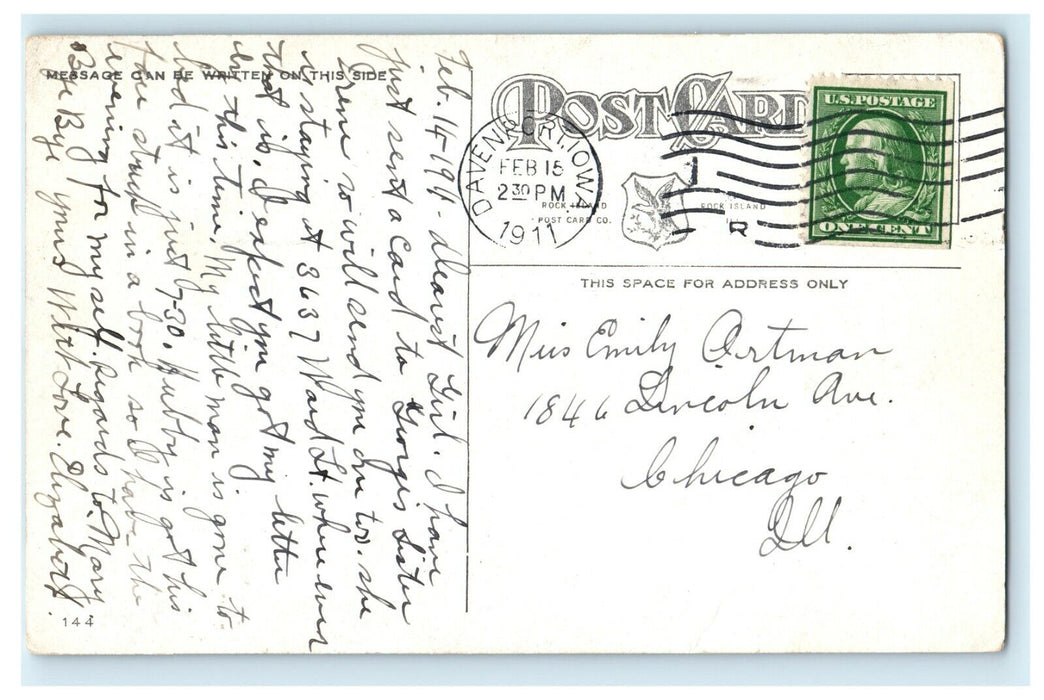 1911 Cafe House at Central Park, Davenport Iowa IA Antique Postcard