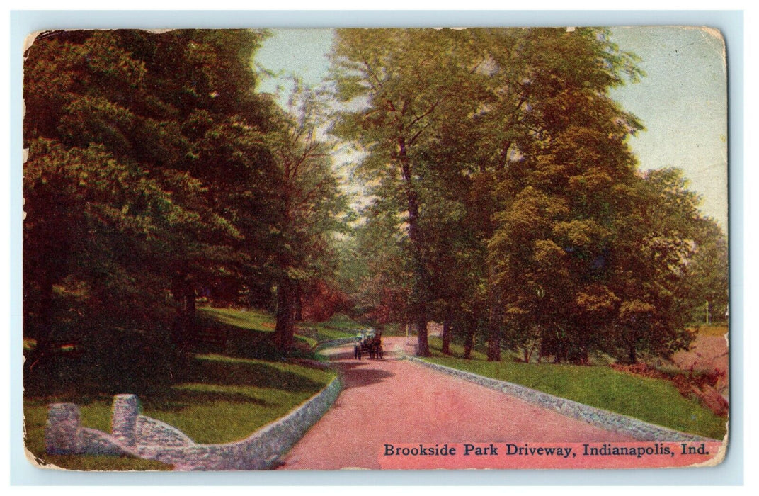 1907 Nature View in Brookside Park Driveway, Indianapolis IN Antique Postcard