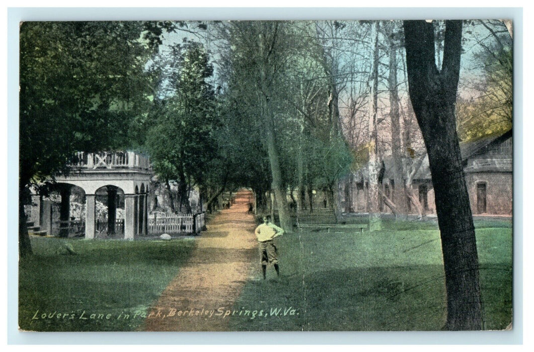 1910 Lover's Lane in Park, Berkeley Springs, West Virginia, WV Postcard