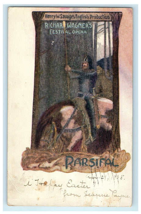 1905 Parsifal Opera Richard Wagner Knight Advertising Cragin Station Postcard