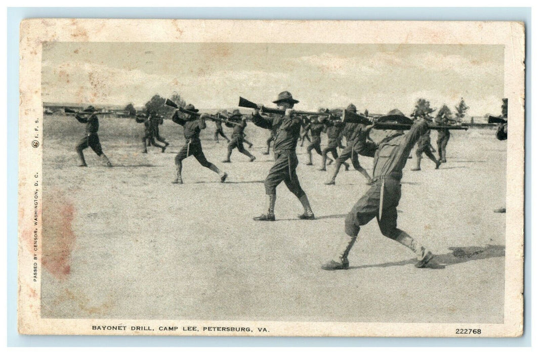 c1918 Bayonet Drill Camp Lee Peterburgh Virginia VA Antique Postcard