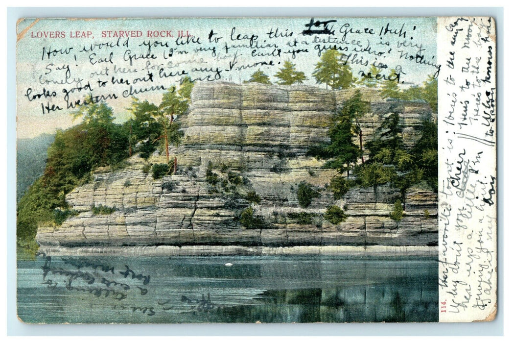 1906 Lovers Leap, Starved Rock, Illinois IL Antique Postcard