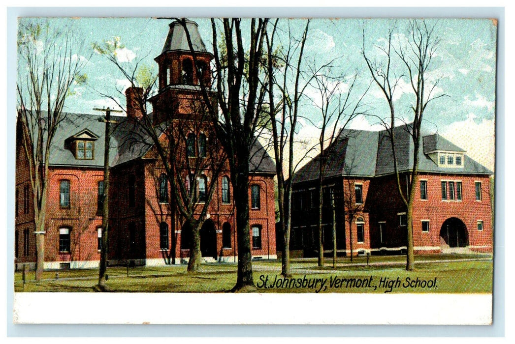 1910 View of High School, St. Johnsbury, Vermont VT Antique Postcard