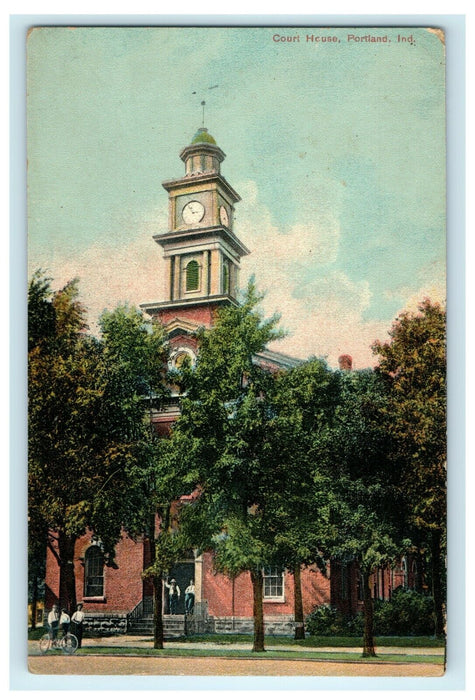 1910 Salamonia IN. Front of Court House, Portland Indiana IN Postcard