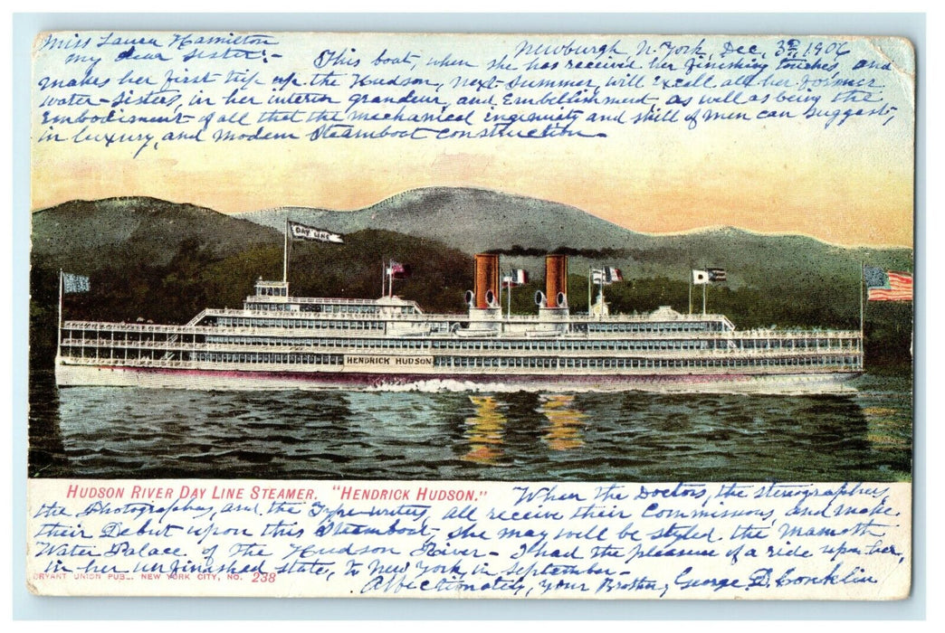 1901 Hudson River Day Line Steamer "Hendrick Hudson" New York NY Postcard