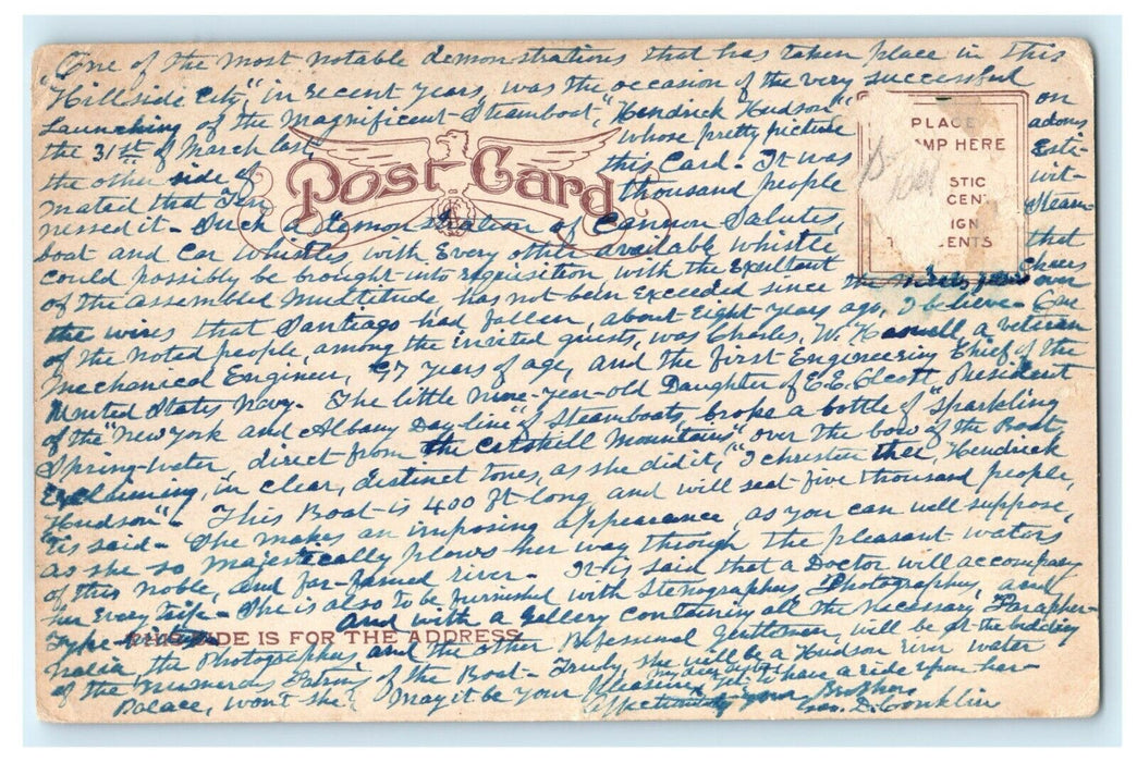 1901 Hudson River Day Line Steamer "Hendrick Hudson" New York NY Postcard