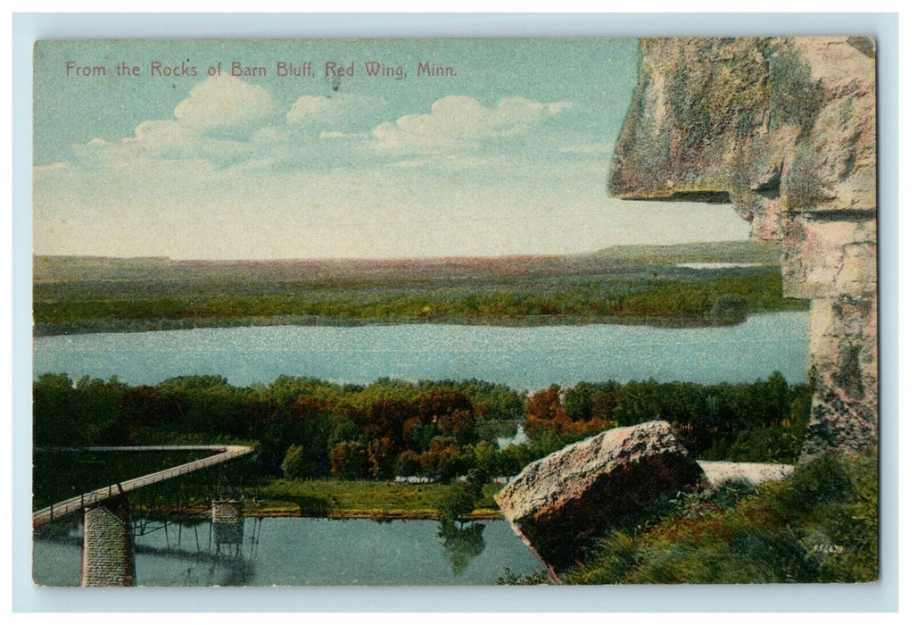 Red Wing Minnesota From The Rocks Of Barn Bluff MN Antique Postcard