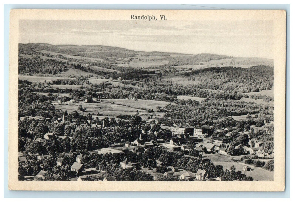 1913 Aerial View of Houses and Buildings in Randolph, Vermont VT Postcard