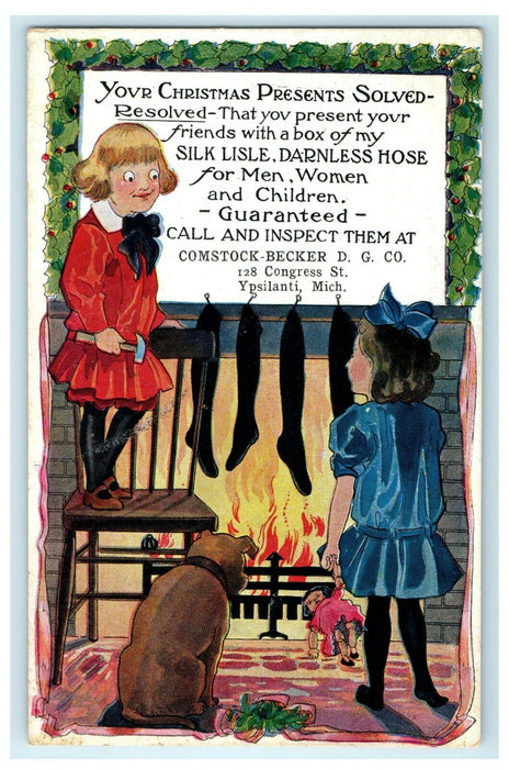 1911 Comstock Becker Co. Advertising Christmas Sale Ypsilanti Michigan Postcard