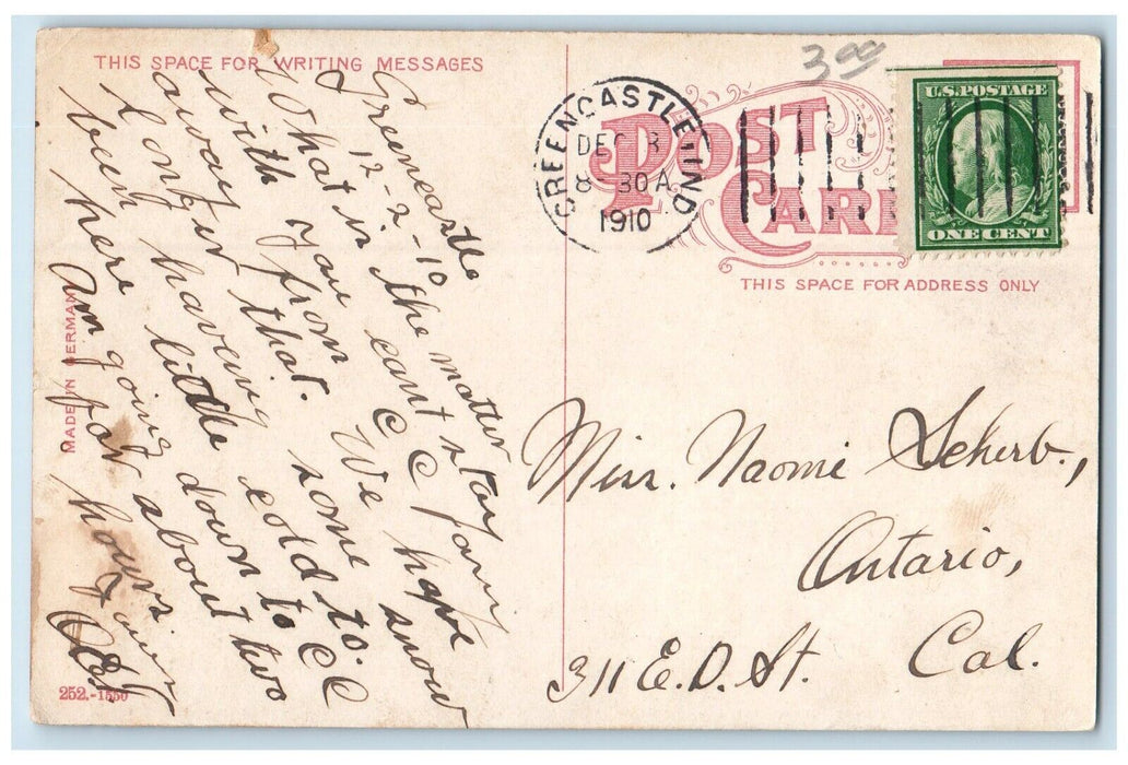 1910 Soldiers Monument at Battle Ground Near La Fayette Indiana IN Postcard