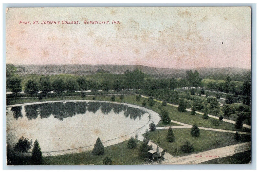 1910 View Of Part St. Joseph's College Rensselaer Indiana IN Antique Postcard