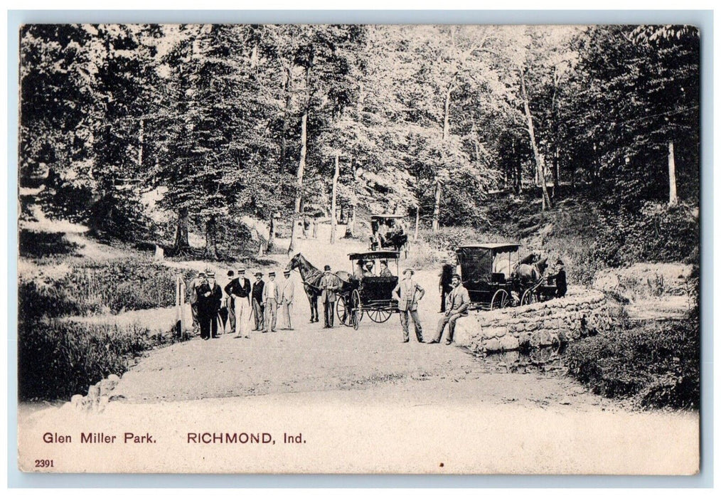 c1905 Glen Miller Park Horse Carriage Richmond Indiana IN Unposted Postcard